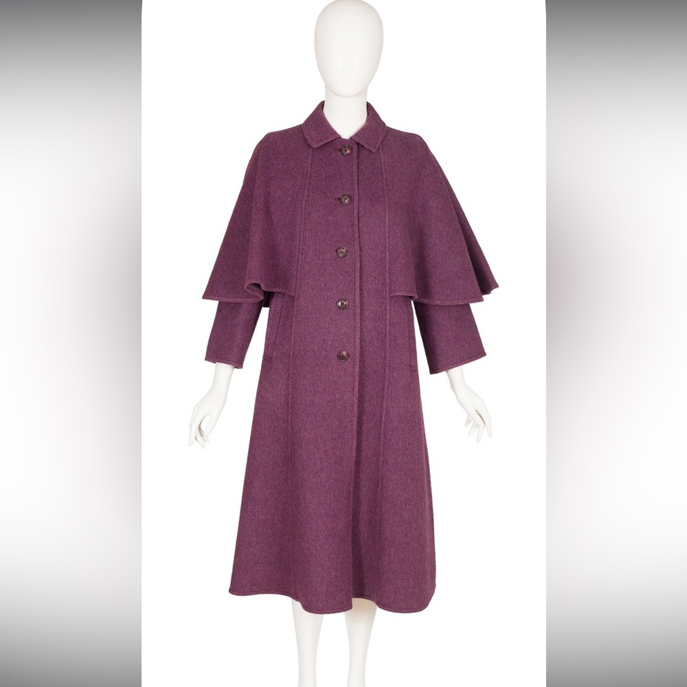 Vintage Plum Wool Cape Coat